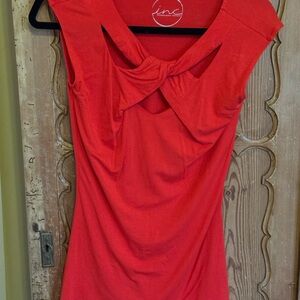 INC International Concepts Red Sleeveless Tie Front Blouse